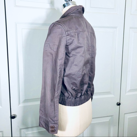Marc Jacobs Cropped Zip Slip Pockets Elastic Bomber Like Jacket Taupe Sz S Flaw - Picture 7 of 15